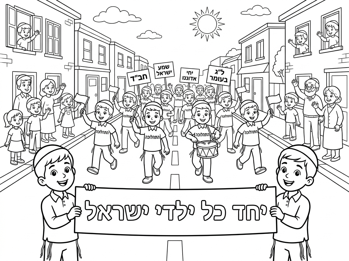 זה ממש יפה! רק אם תוכל לשנות  את הכיתוב על החולצות. שיהיה כתוב רק "התהלוכה"
