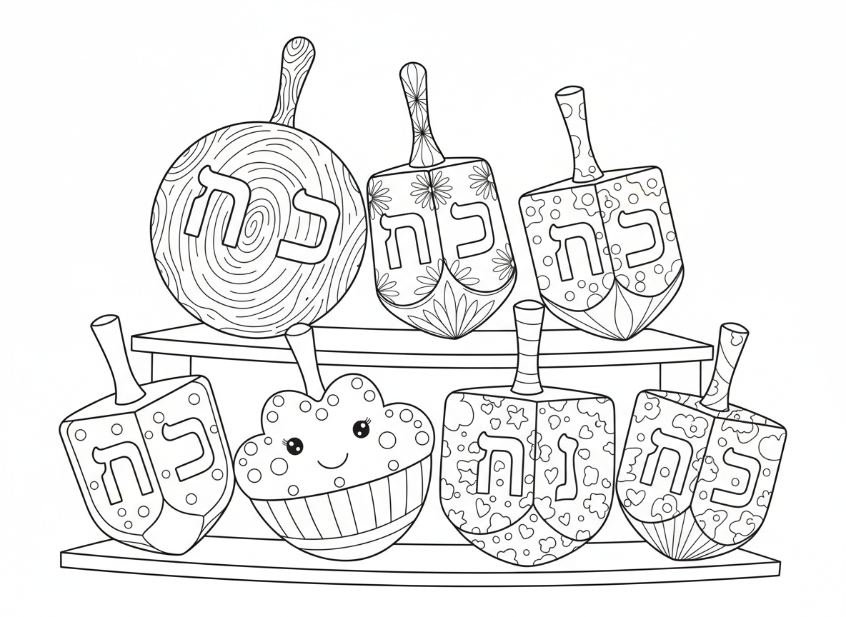 אוסף סביבונים בעיצובים שונים - אוסף סביבונים יפה מחומרים ועיצובים שונים: עץ, כסף, קרמיקה, זכוכית, צבועים, כל אחד עם אותיות עבריות, מוצגים על מדף, צבעוני ומגוון