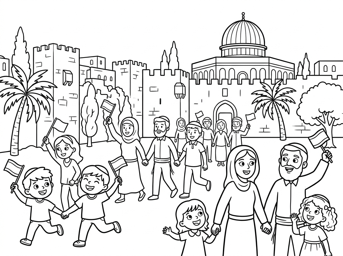 דף צביעה ליום ירושליים