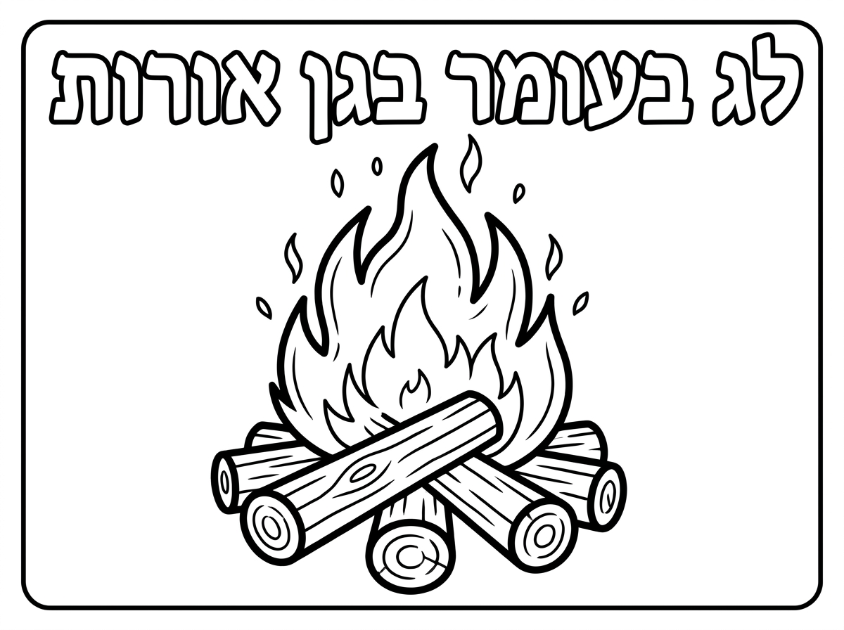 תעשה ציור של מדורה לצביעה ושיהיה כתוב לג בעומר בגן אורות