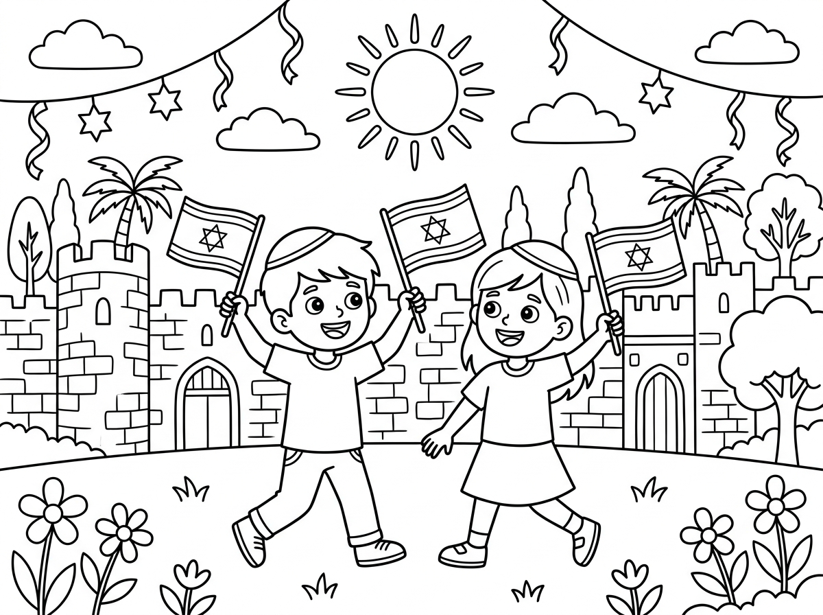 להכין בבקשה  דף צביעה ליום ירושלים.