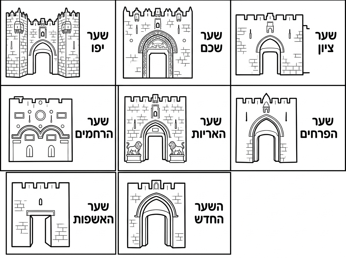 תוכל גם לכתוב את שמות השערים?
