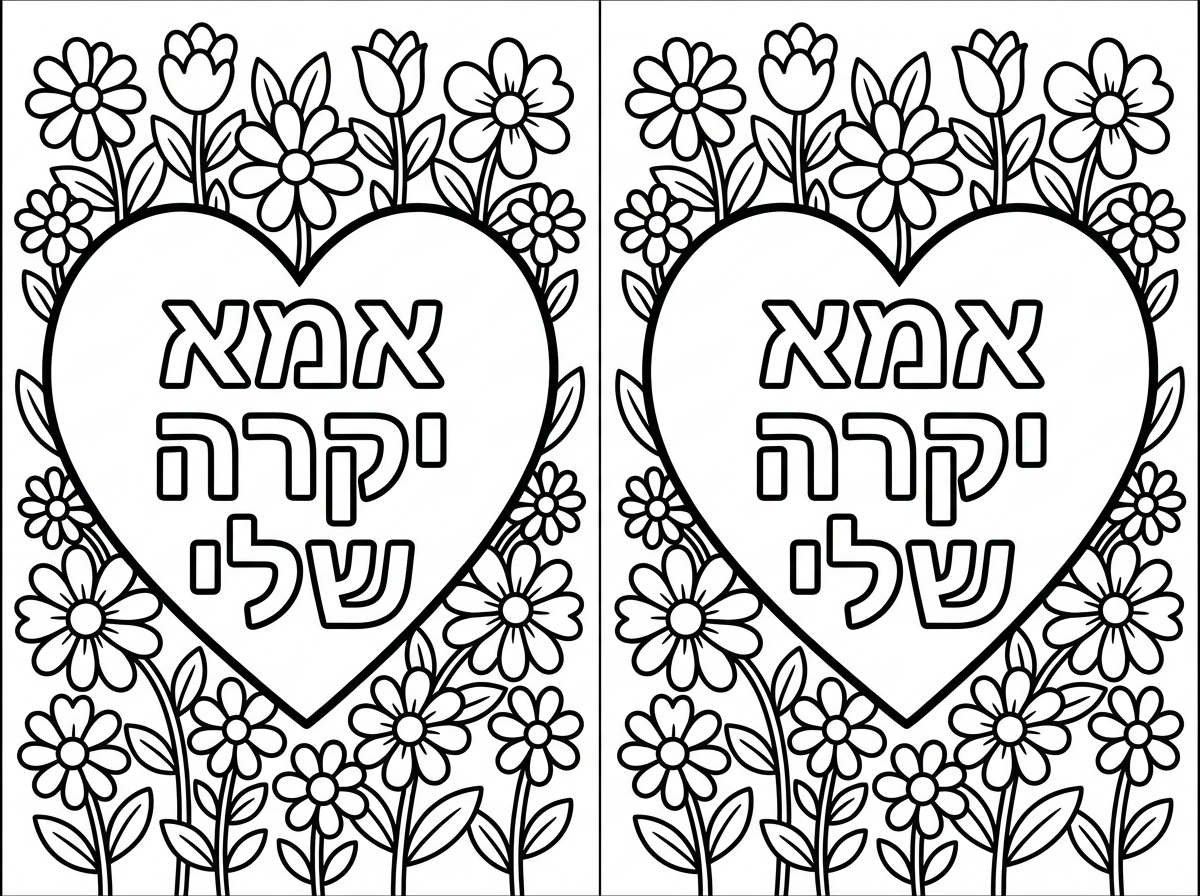 תכין לי לב ליום האם עם פרחים יפים מסביב לכל הלב(לא קטנים מידי שיוכלו  לצבוע ובפנים לכתוב באותיות שאפשר לצבוע בפנים
אמא יקרה שלי

אני צריכה 2 לבבות כאלו בדף a4