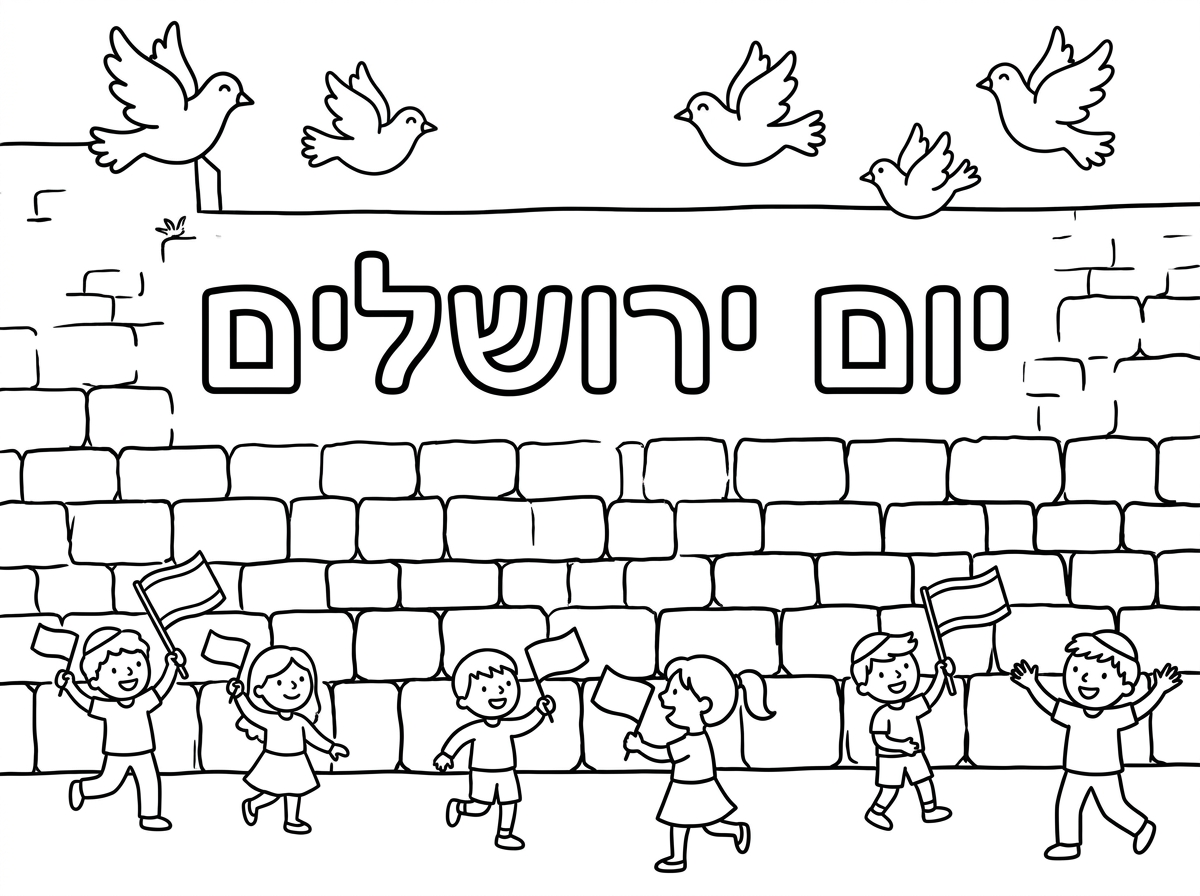 אפשר שהכותל יהיה המרכזי בתמונה ויהיה רשום בעיברית יום ירושלים