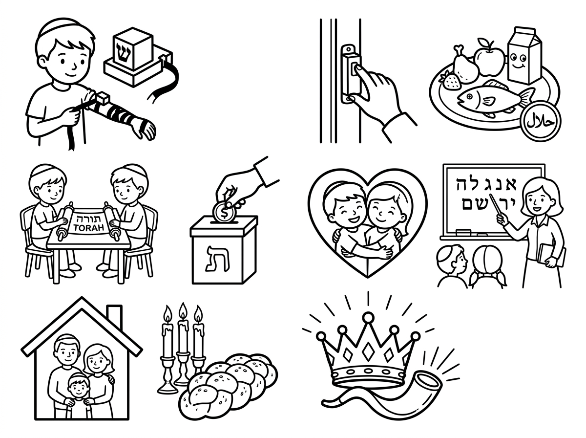דף צביעה של 10 המצבעיפ שהנהיג הרבי מלובביץ