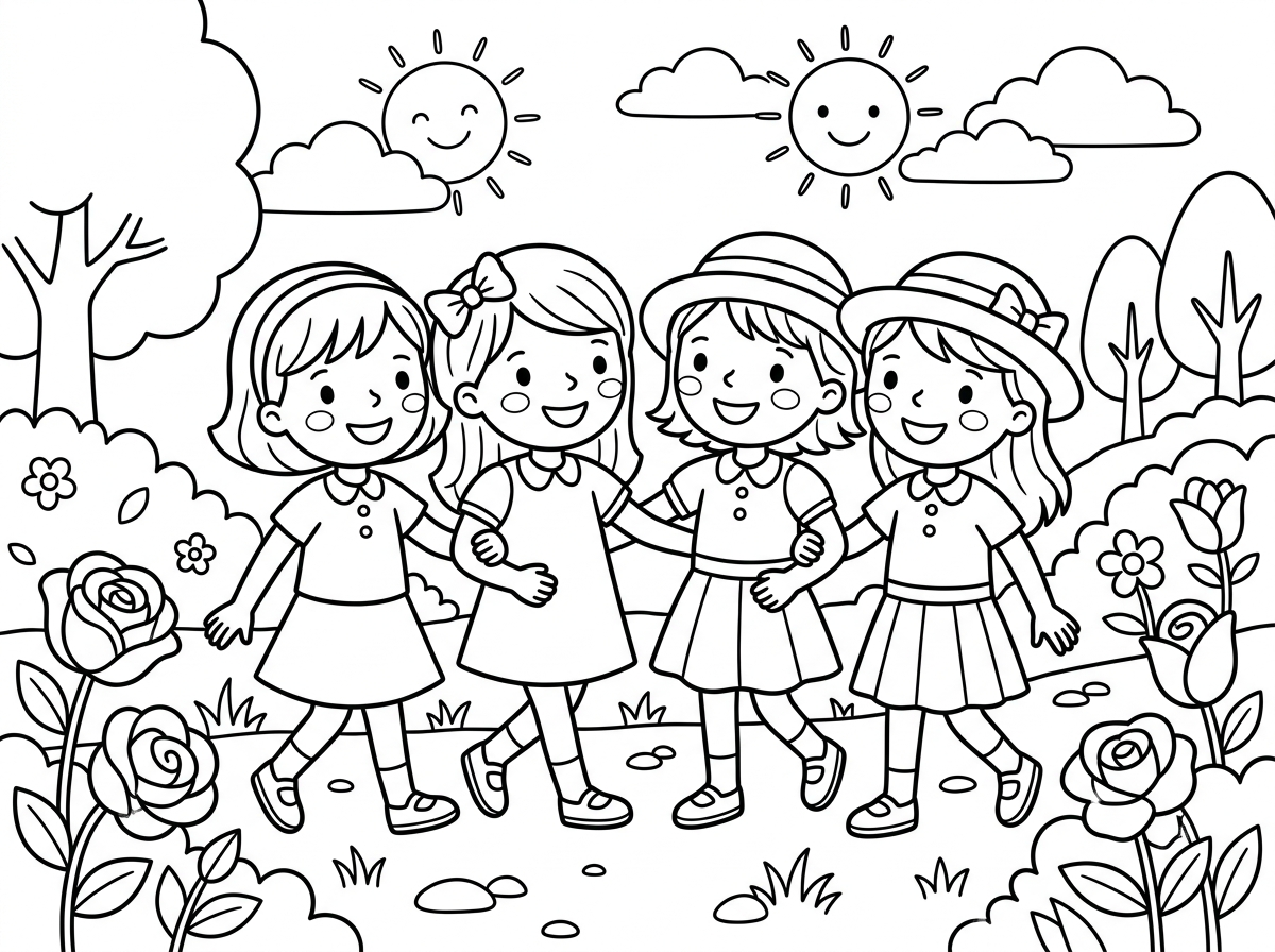 תיצור לי דף צביעה בהשראת הספר השושנים האנגליות שכתבה מדונה