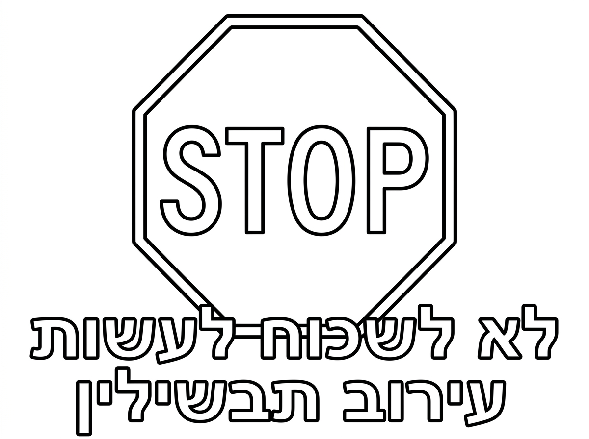 תמרור עצור גדול
ומתחת כתוב באותיות חלולות גדולות:

לא לשכוח לעשות 
עירוב תבשילין