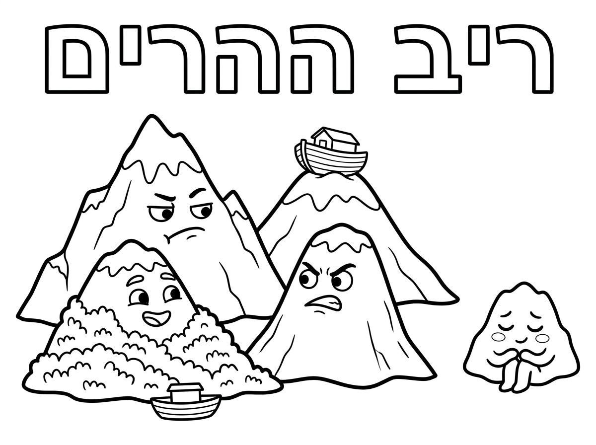 הציור הקודם יותר מוצלח, הבעות הפנים מראות ריב וההרים לבושים יותר טוב. תשאיר לי את הציור הקודם, ורק את הר סיני תשים מבוייש בצד, הוא לא חלק מהמריבה