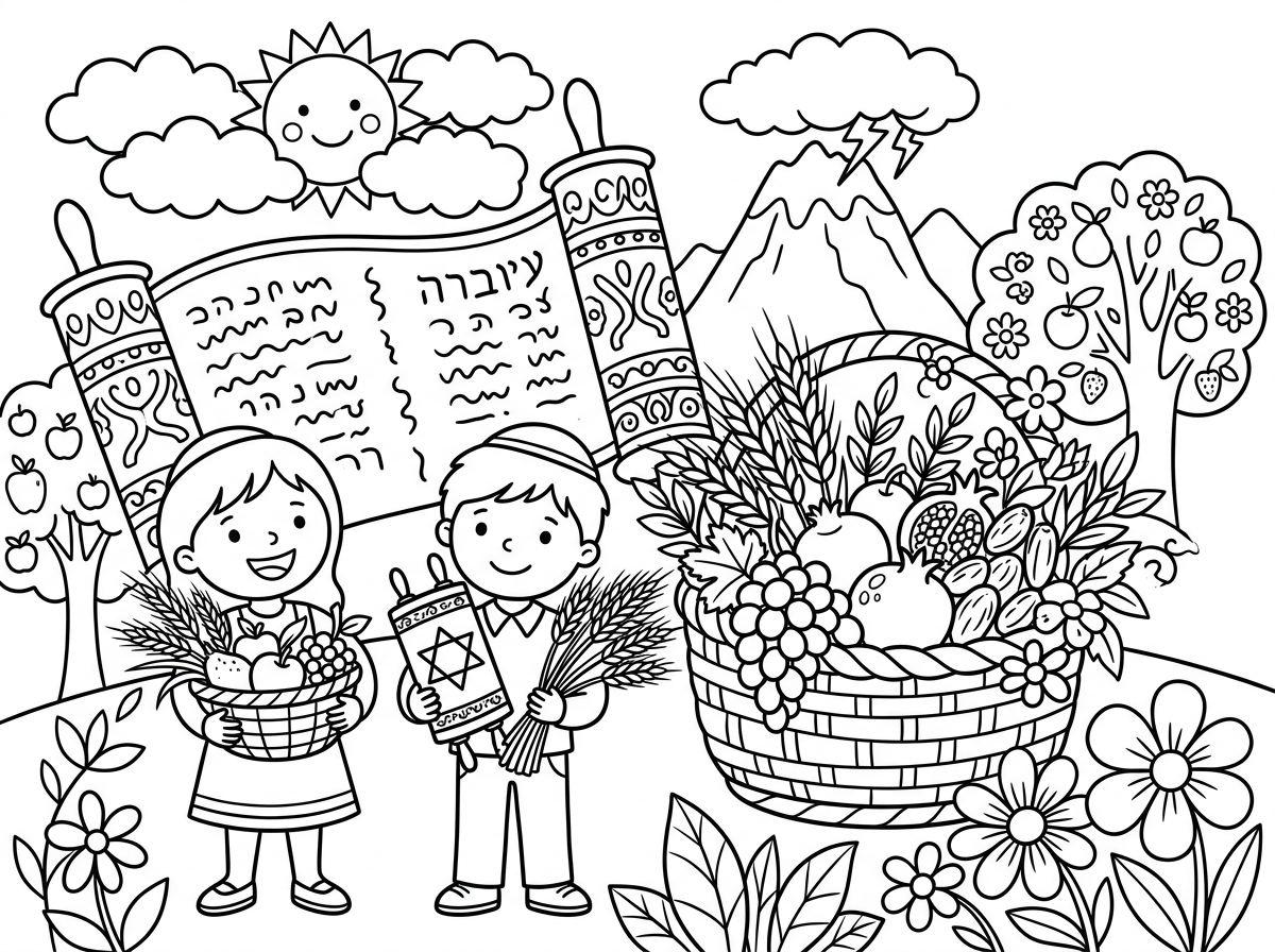 אשמח לדף צביעה בנושא שבועות
