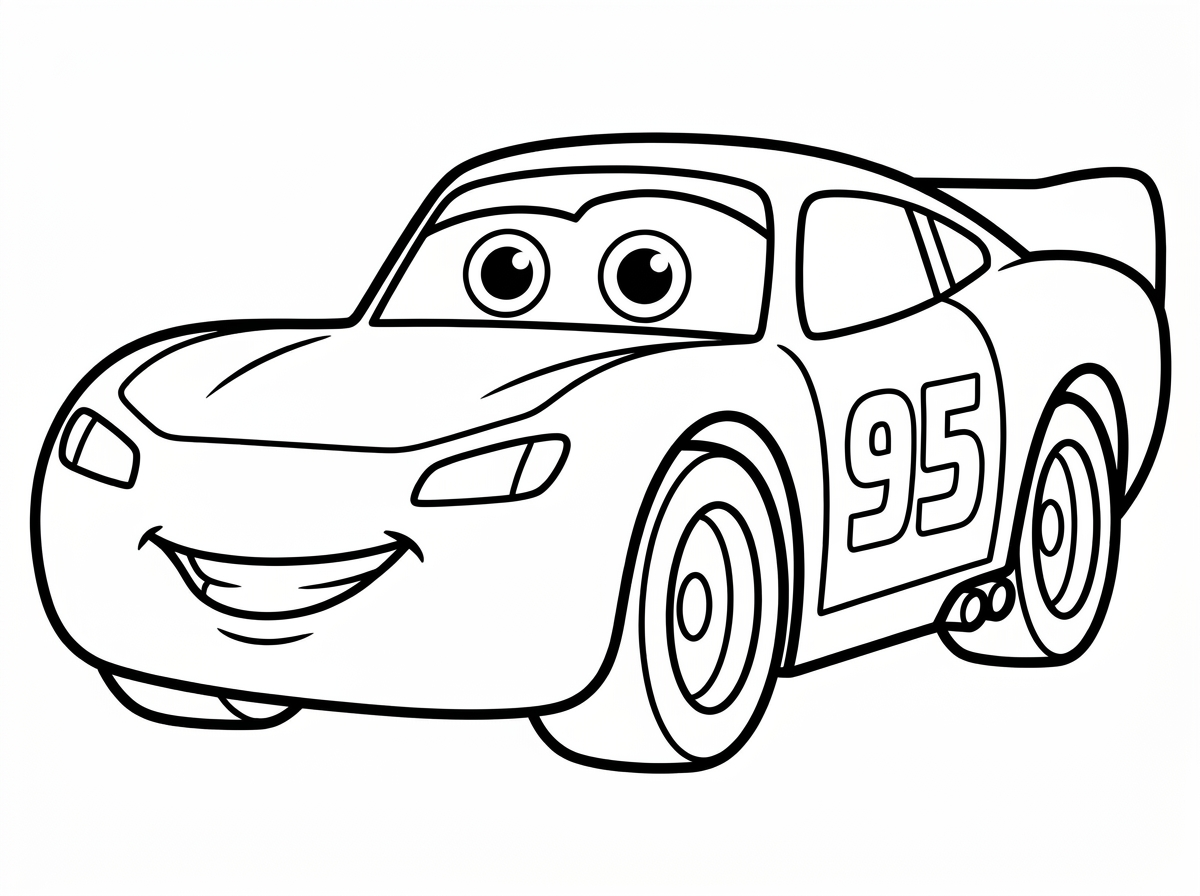מכונית מירוץ אדומה עם עיניים ופה  עם מספר 95