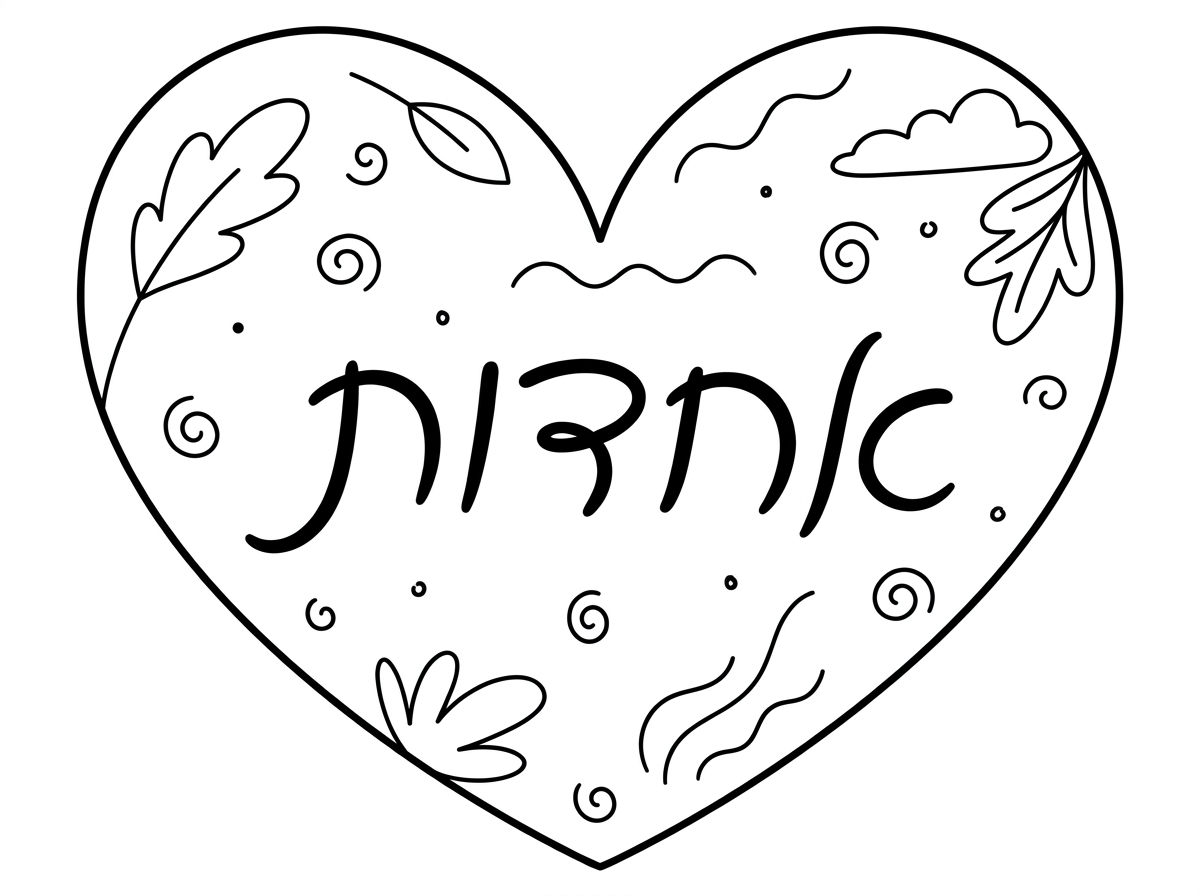 תצייר לי עוד לב בסגנון אחר מהלב הקודם ששלחת שכתוב אחדות אבל לא צפוף כמו מנדלה יותר מאוורר ומרווח