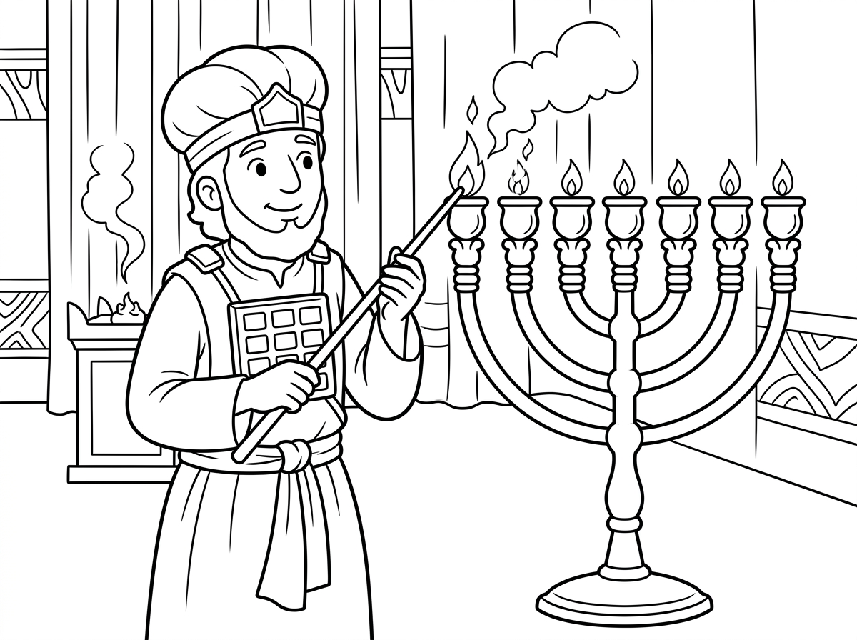 תכין בבקשה דף צביעה לפרשת בהעלותך כהן גדול מדליק את המנורה