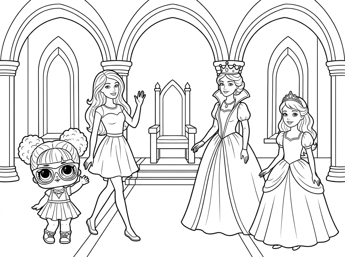 barbie and lol friend went to go see the queen and the princess and went to their castle
