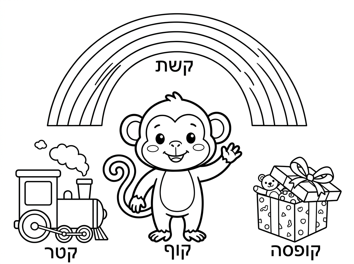 תיצור לי בבקשה דפי צביעה של דברים שמתחילים ב״ק״ לילדה בגן