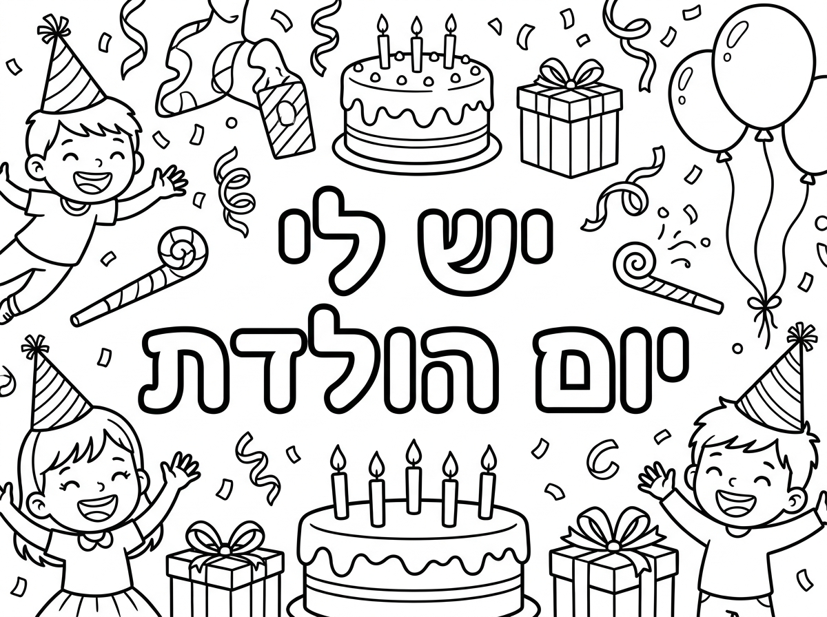דף צביעה יש לי יום הולדת