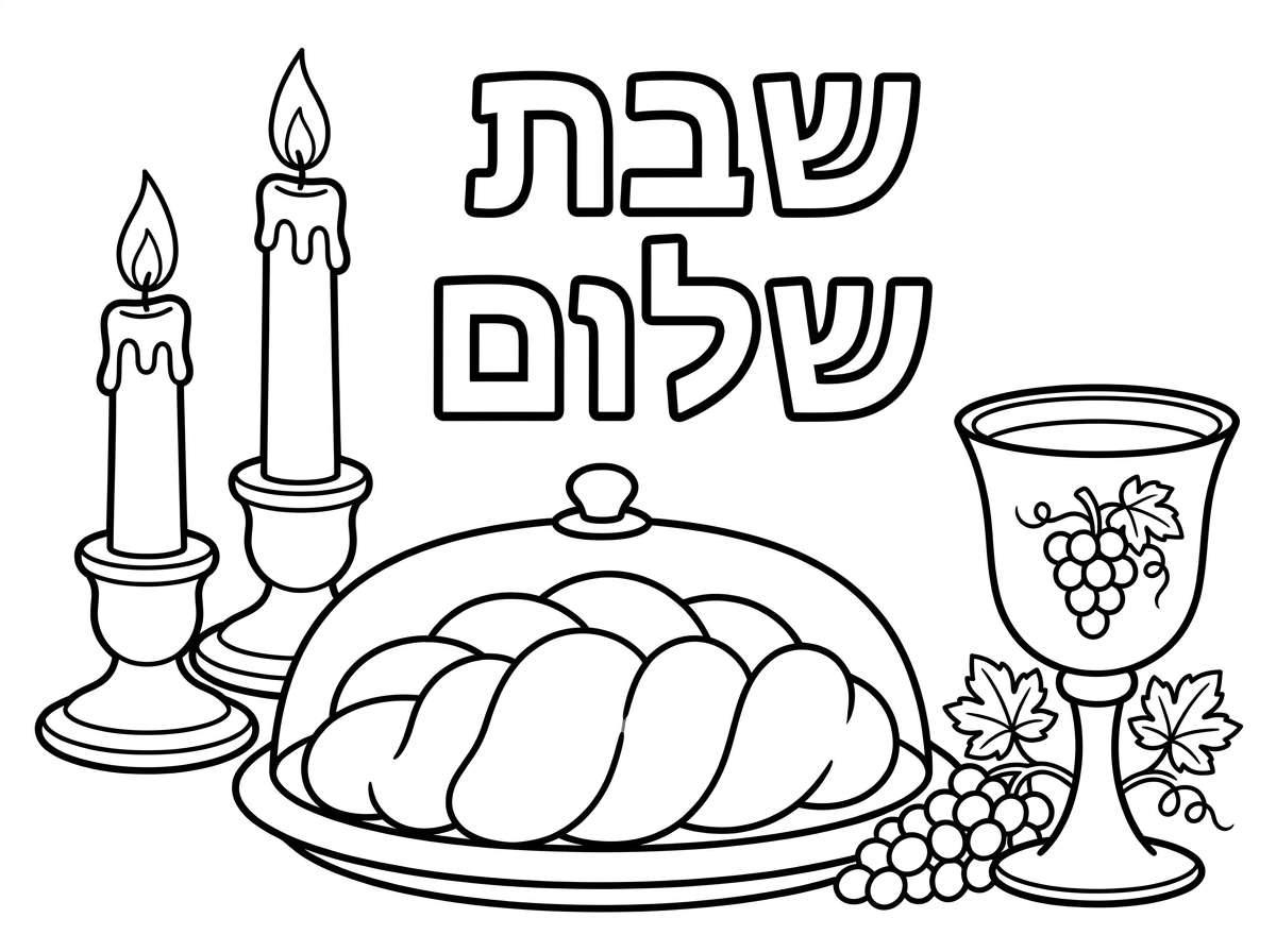 דף צביעה 
שבת שלום
לילדים בגיל 2-3
שים אלמנטים שקשורים לשבת