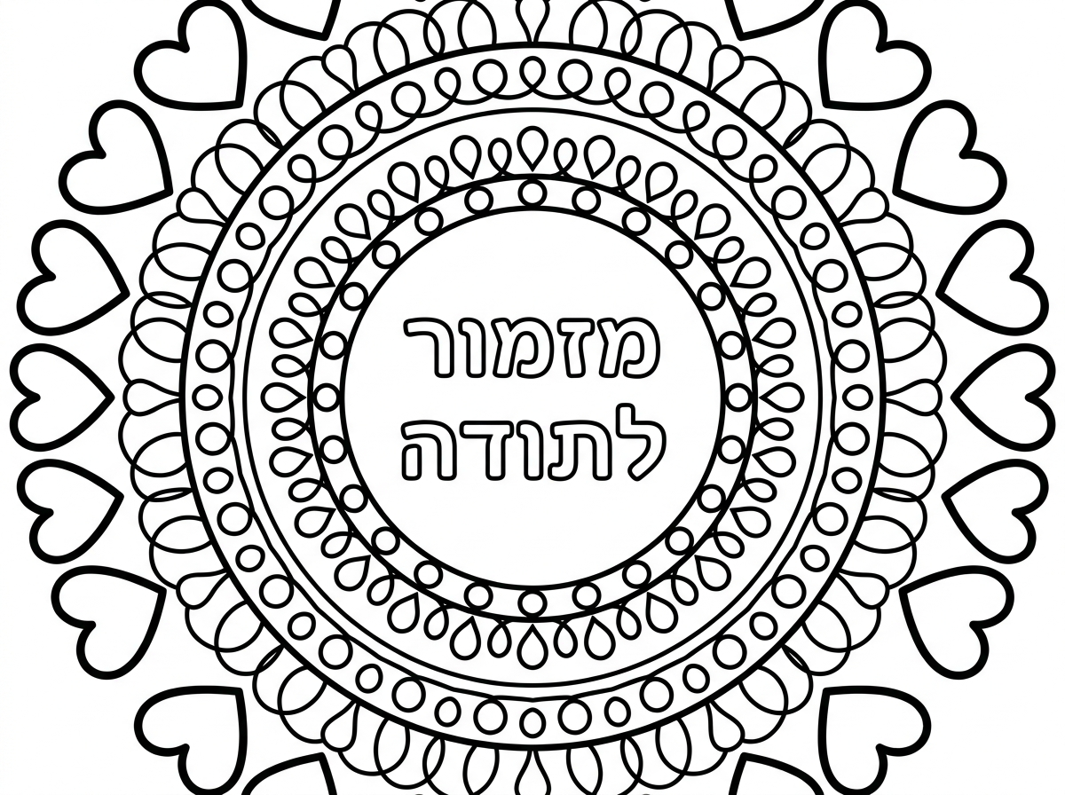 בעיגול הפנימי רק כתוב מזמור לתודה 
בלי האיורים ליד