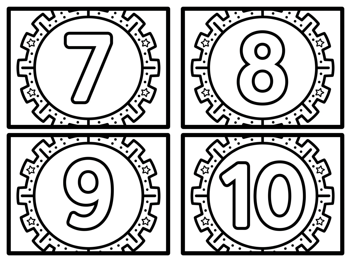 צור אותו דף אך המספרים יהיו מ 7 עד 10.עם מסגרת אחידה כמו בדף האחרון שעשית