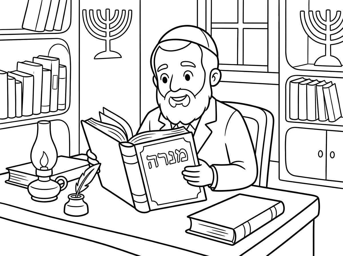 תוכל להכין לי דף צביעה של הרב מרדכי אליהו לומד