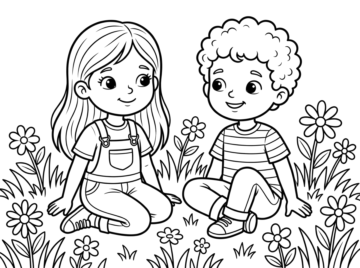 צור העתק מדוייק של הילדים שבתמונה כדף ציור
