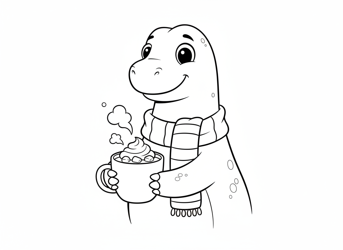 דינוזאור מחזיק כוס שוקו