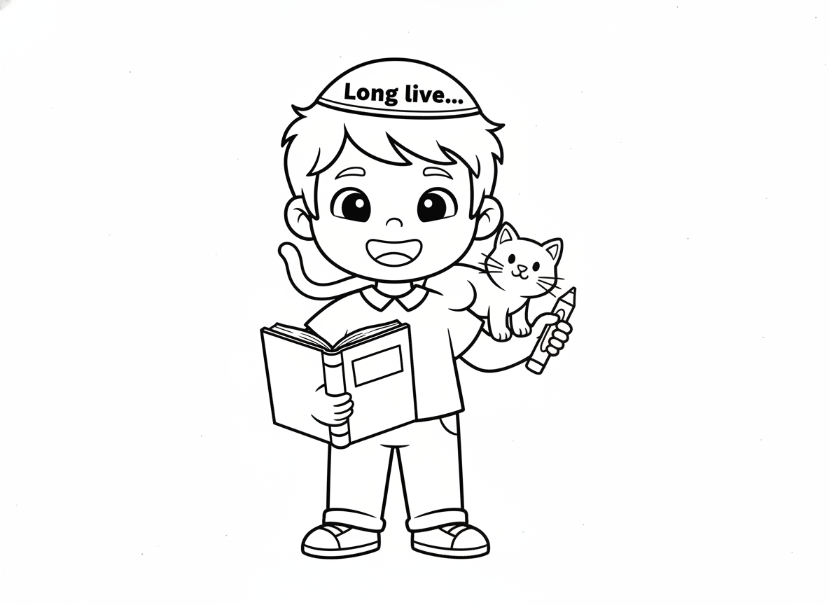 תוסיף לו כיפה עם הכיתוב '' יחי... ''