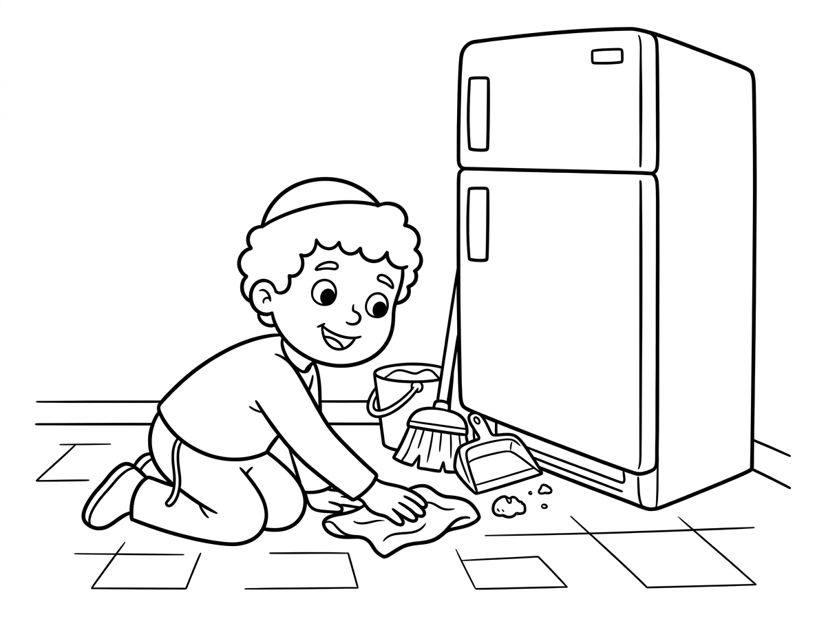 תמונה שמראה תכונת נקיון לחג פסח - נקיון במקומות המוסתרים יותר ממשחקים בספות מאחורי מקרר וכדו