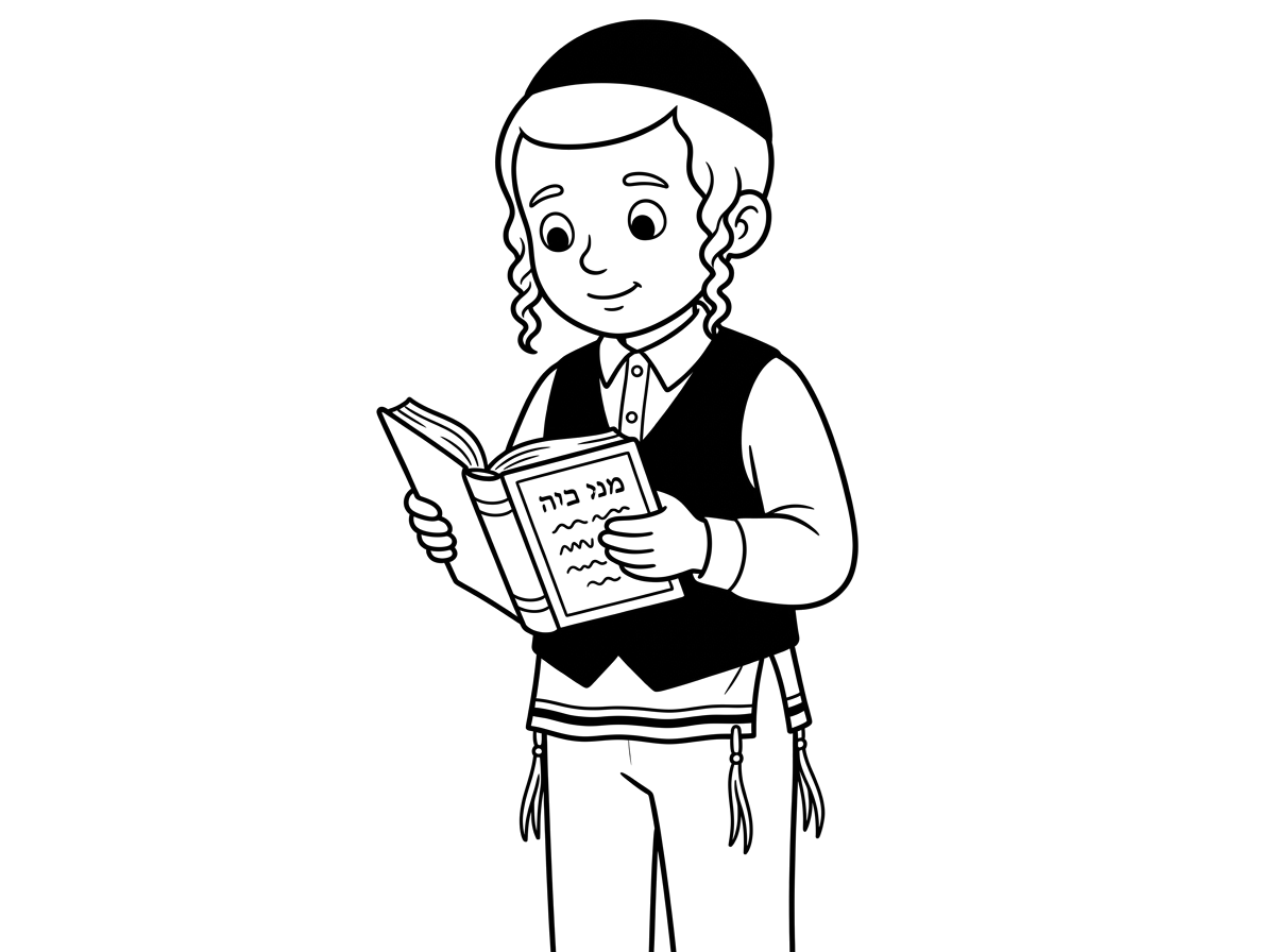 רוצה ציור של ילד כזה אבל בלי רקע, ילד שעומד ומתפלל מהסידור
