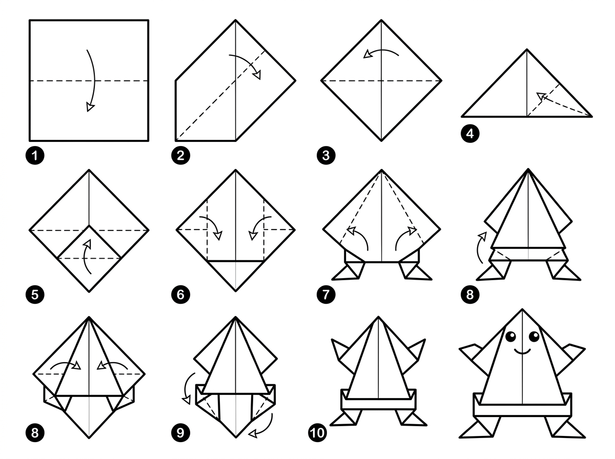 origami frog folding diagram