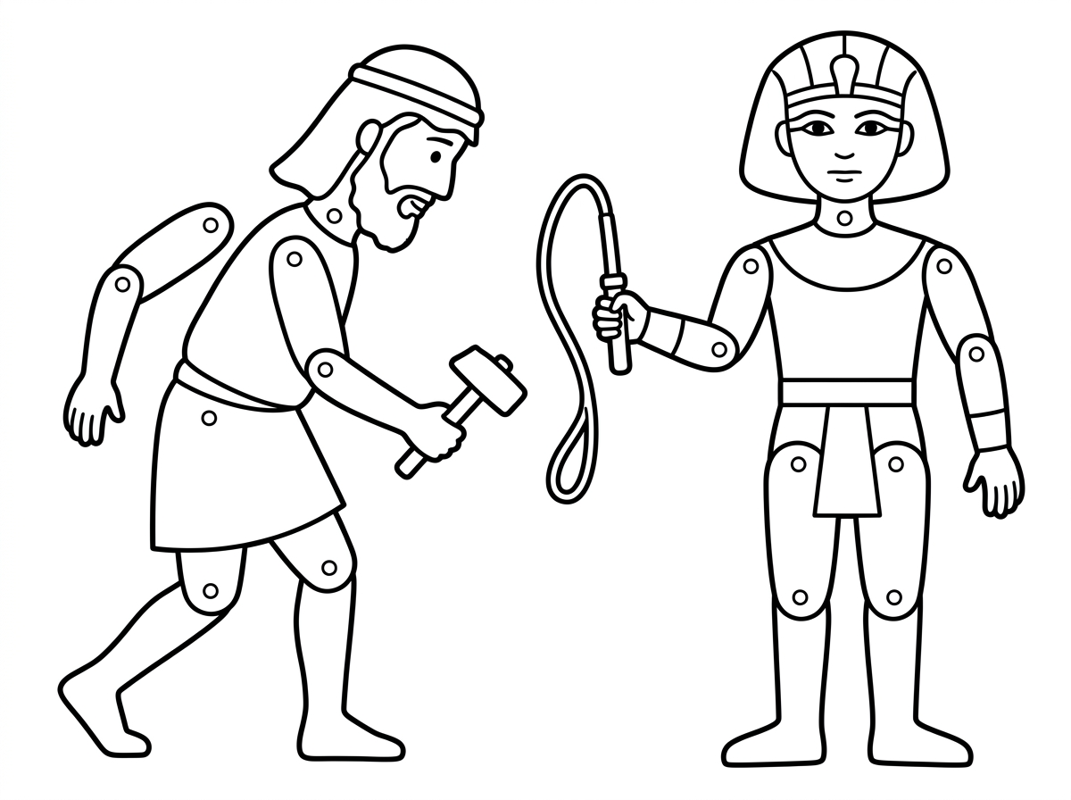 Hebrew slave and Egyptian taskmaster split pin craft