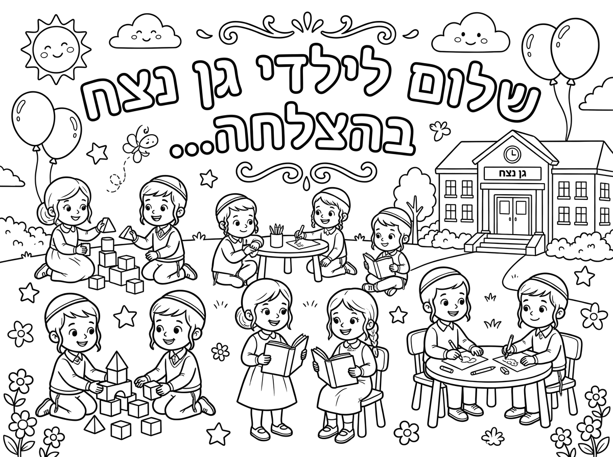 אני רוצה דף צביעה יפה לגן חרדי שלום לידי גן נצח בהצלחה....