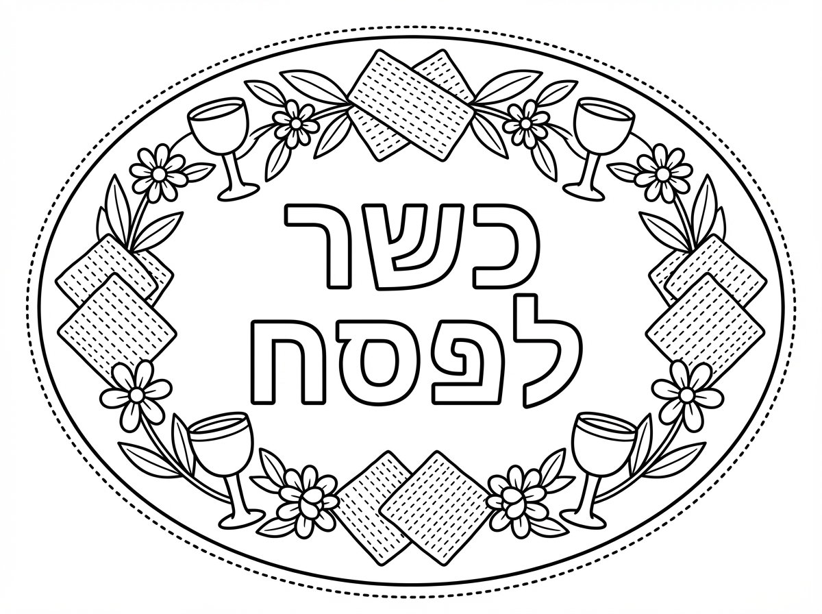 Kosher for Passover door sign with festive border