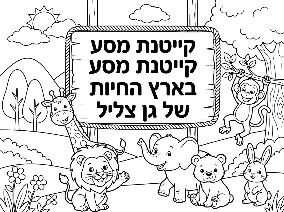 שלט: קייטנת מסע בארץ החיות של גן צליל,עם חיות