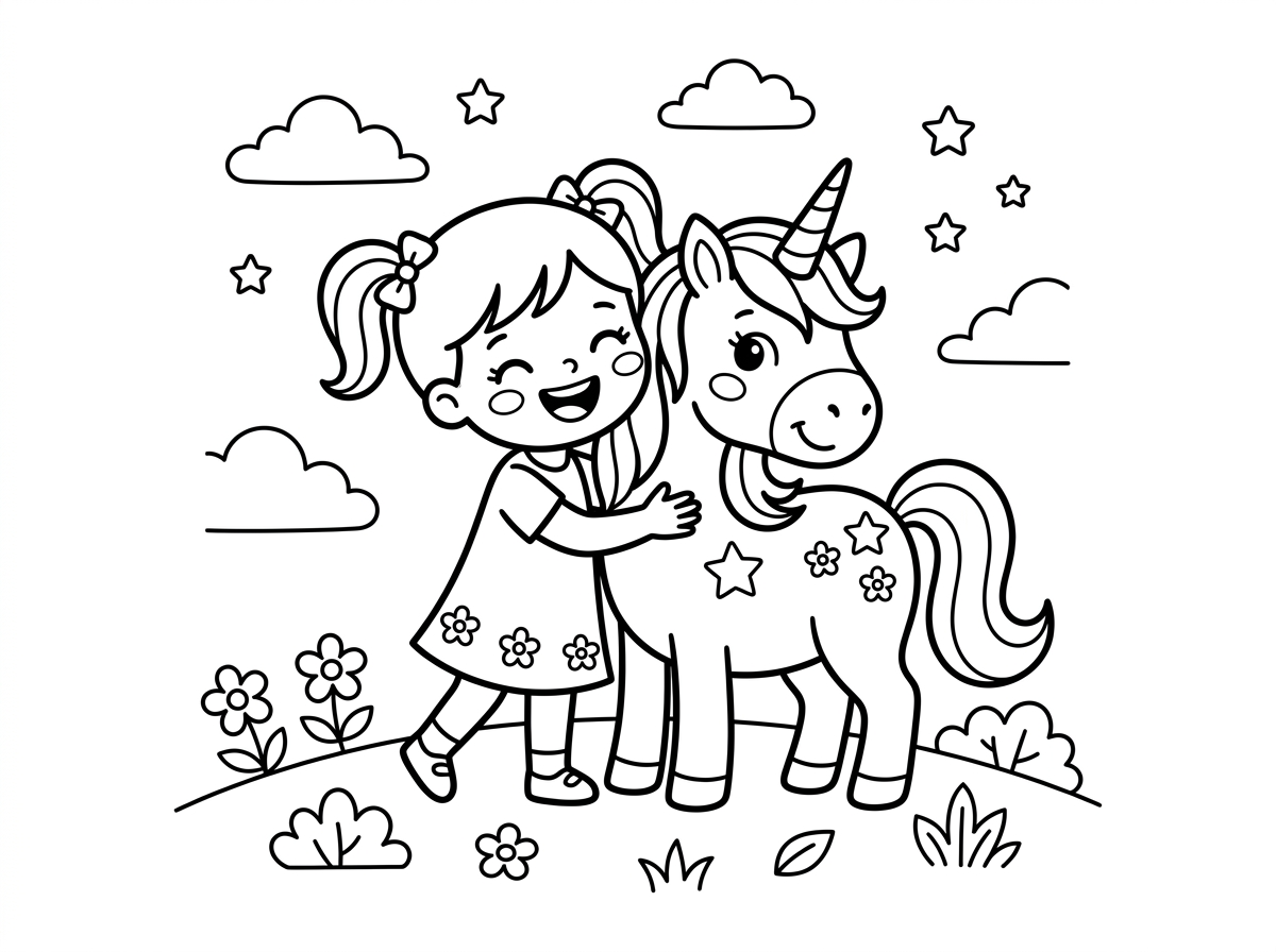 ילדה עם חד קרן חמוד