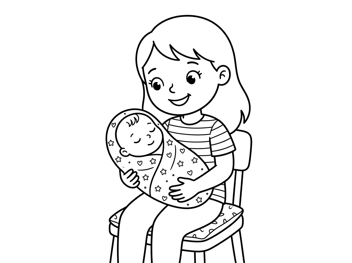 ילדה גדולה מחזיקה תינוק קטן שרק עכשיו נולד והוא ממש ממש מתוק