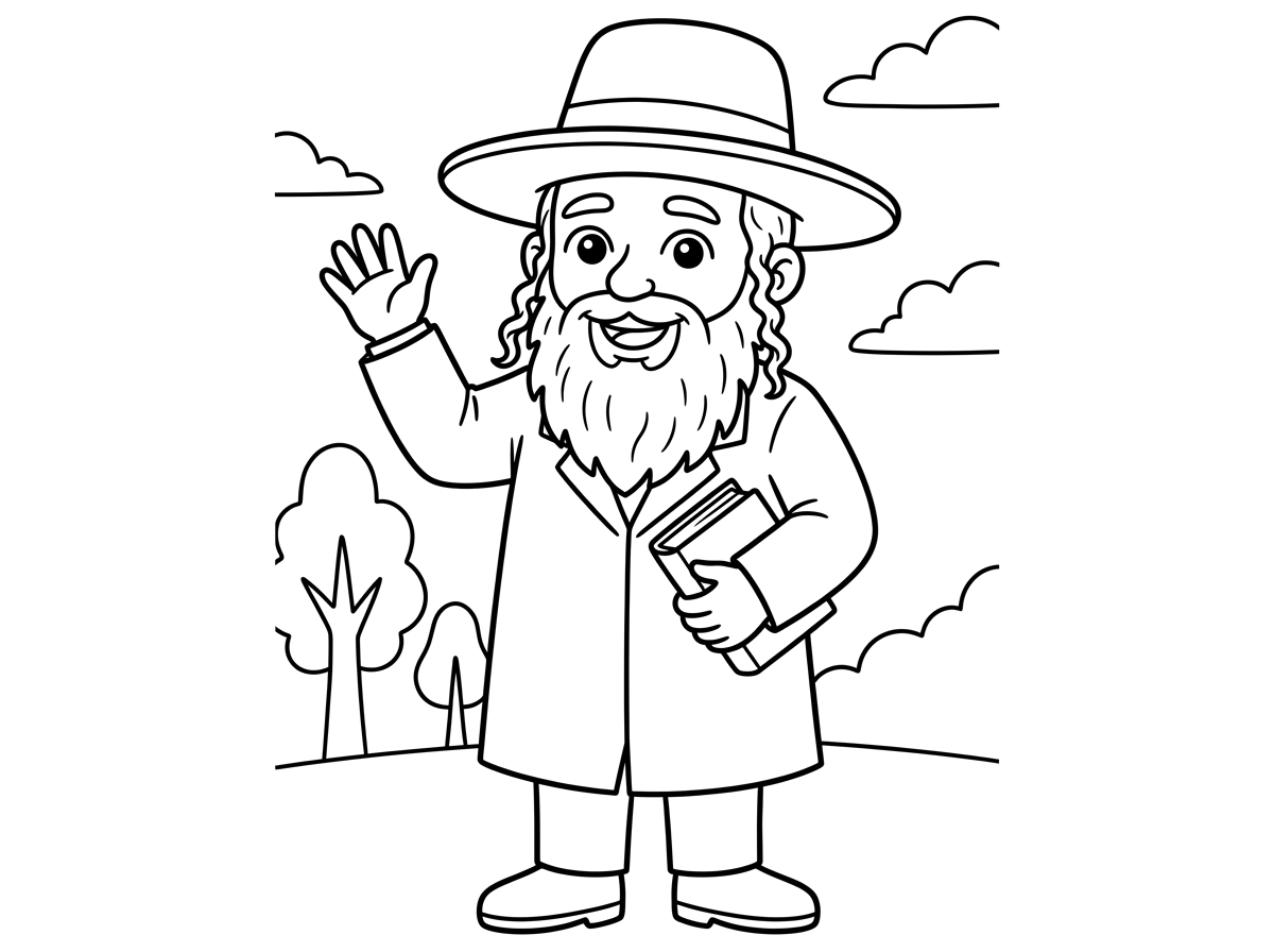 תיצור לי דף צביעה של תמונה של הרבי