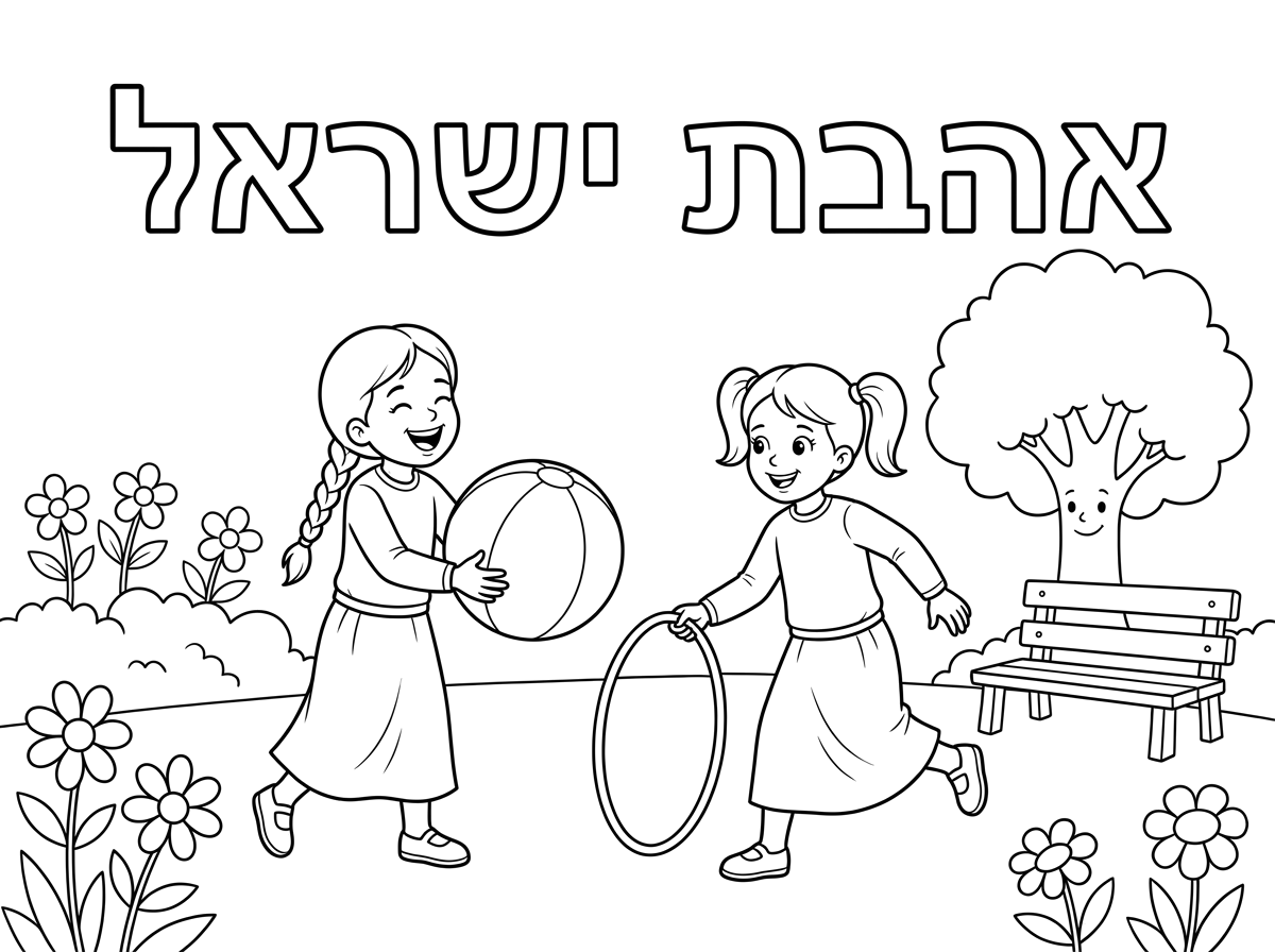 אני רוצה שיראו שתי ילדות צנועות שמשחקות יחד תחת הכותרת שכתובה אהבת ישראל