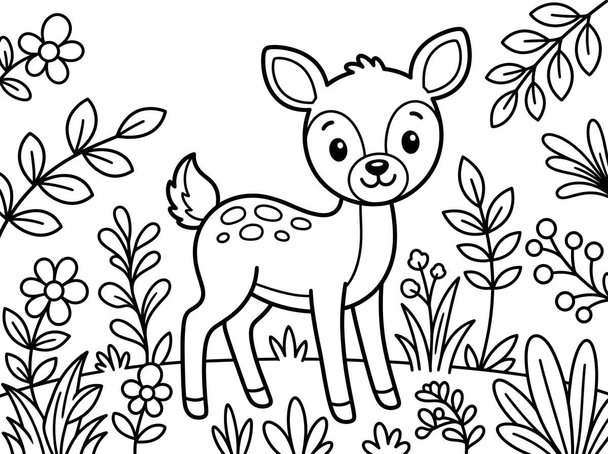 Cute Bambi with plants