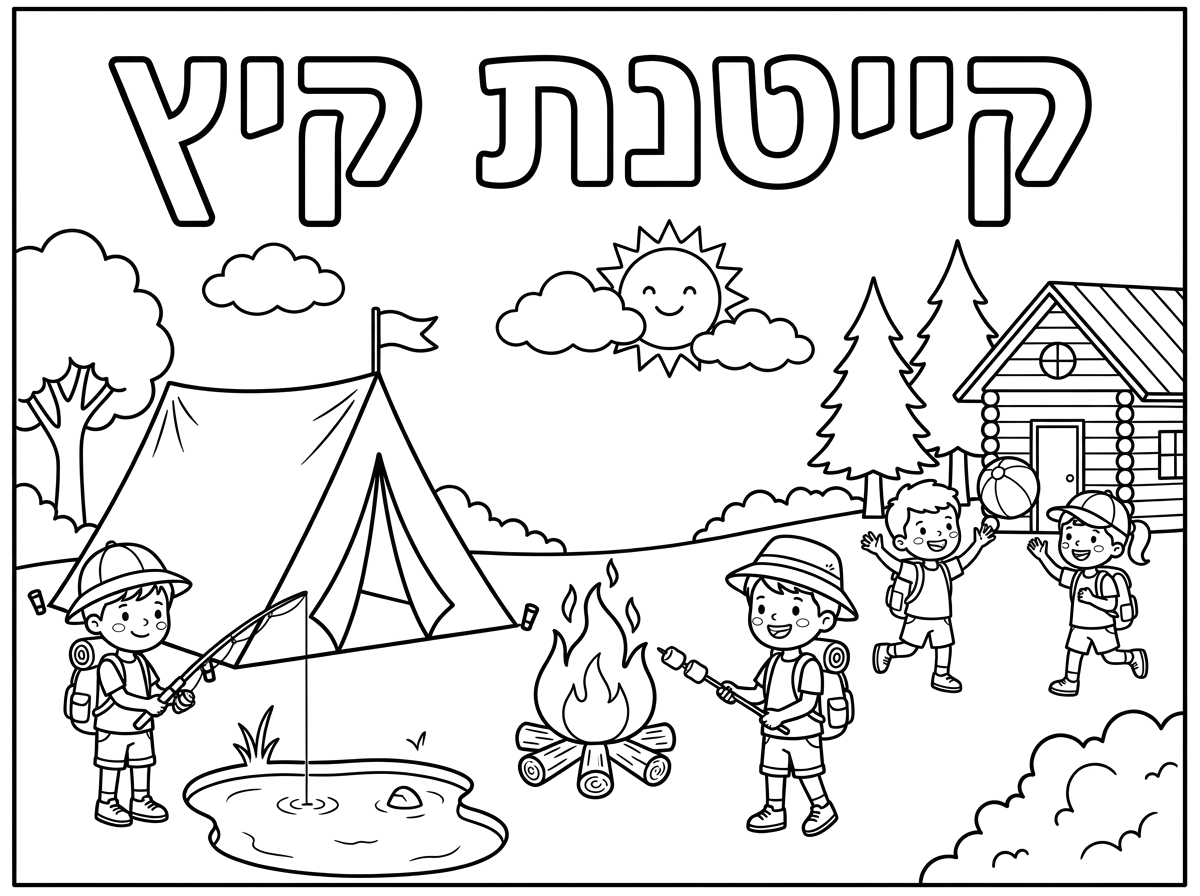 צייר לי קייטנת קיץ עם הכיתוב לצביעה