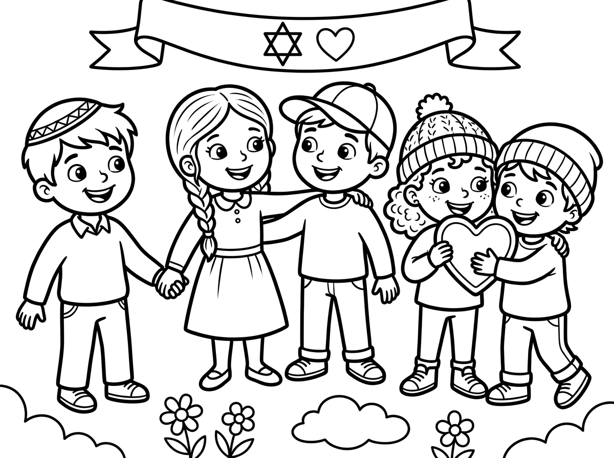 תכין לי דף צביעה שמתאר אהבת ישראל