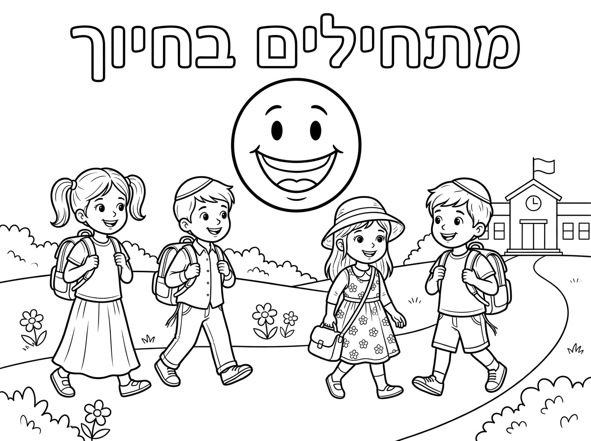 בנות עם חצאית או שמלה. בנים עם כיפה. מתחילים בחיוך ולא מחיילים בחיוך