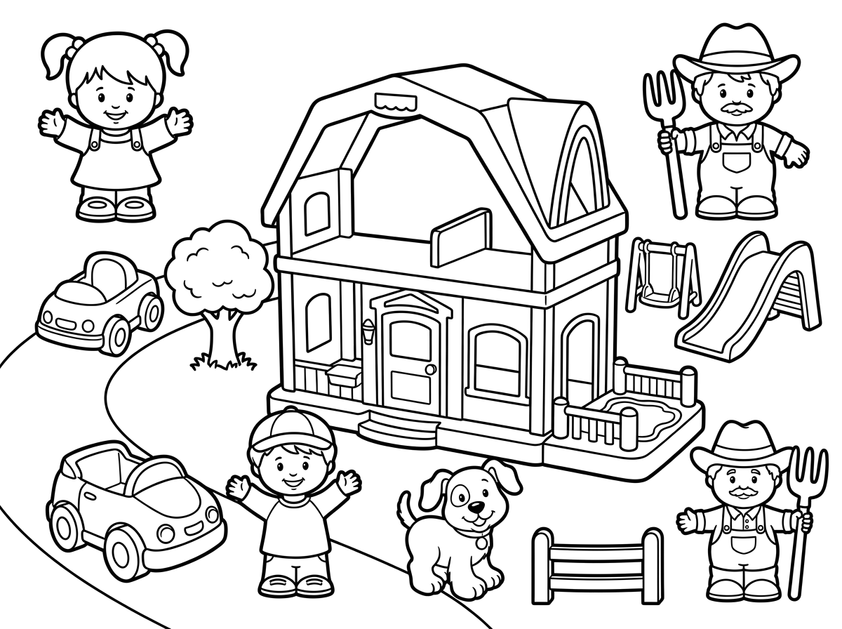 דף צביעה של little people של פישר פרייס