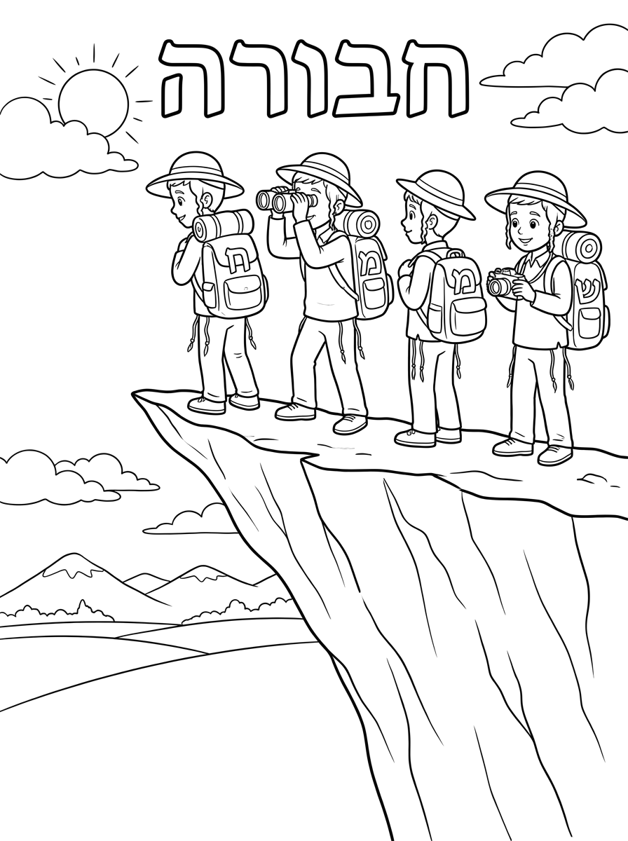 הילדים צריכים להיות על פסגה גבוהה. לעשות כמו שלשומן. על פסגה גבוהה וצריך להיות כתוב שם חבורה כאילו למעלה מהשמות שרצינו. ועל התיקים צריכים להיות כל אחד כתוב האות הראשונה של המילה, ואז עם האותיות האלה תעשה תה תבורה.