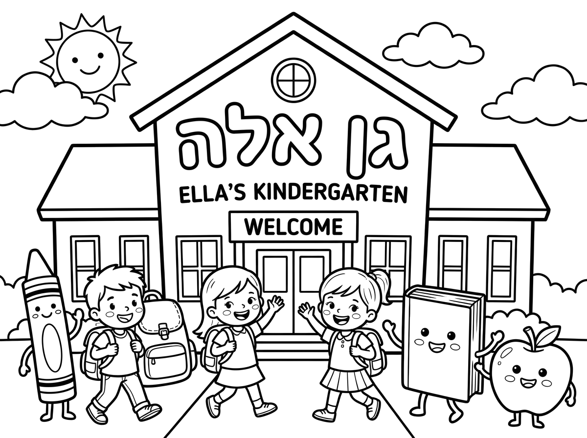 צור לי דפי צביעה לתחילת שנה עבור גן אלה