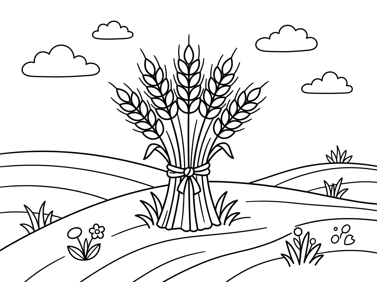 דף צביעה הכי פשוט. בלי הרבה קווים. של שדה עם אלומה