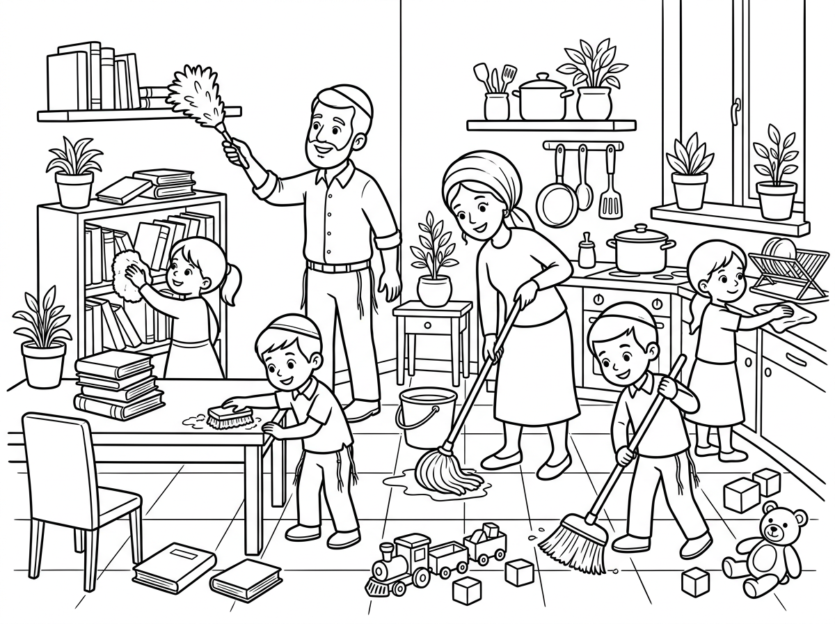 זה יפה, אבל אני רוצה שיראו בציור עוד פריטים, עוד ספרים, כלי מטבח, עציצים, משחקים על הרצפה.