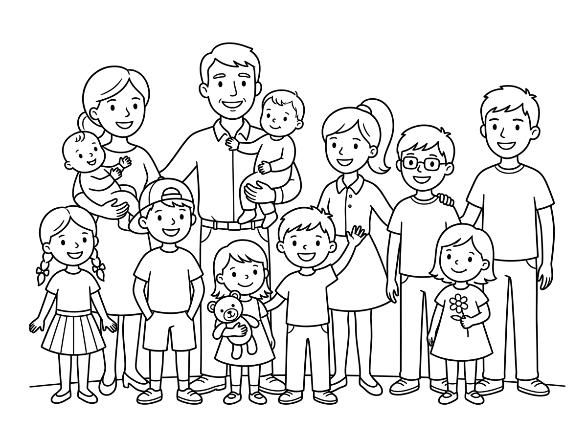 תמונה של משפחה עם עשרה ילדים