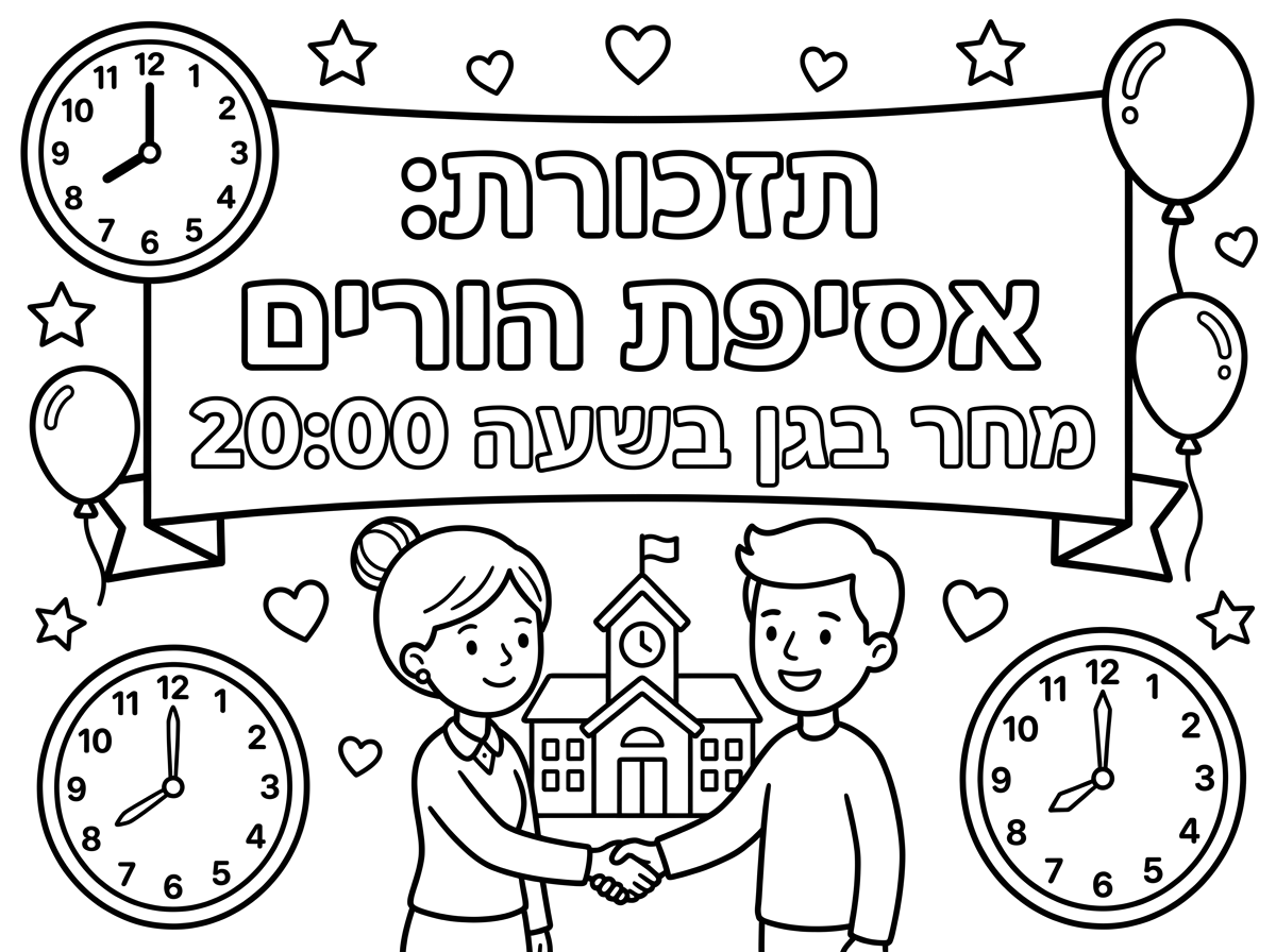 תכין לי בבקשה הודע תזכורת על אסיפת הורים מחר בגן בשעה 8 בערב