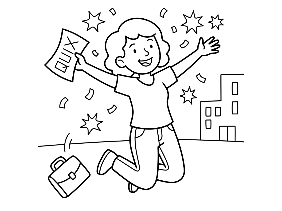 person happy after quitting job