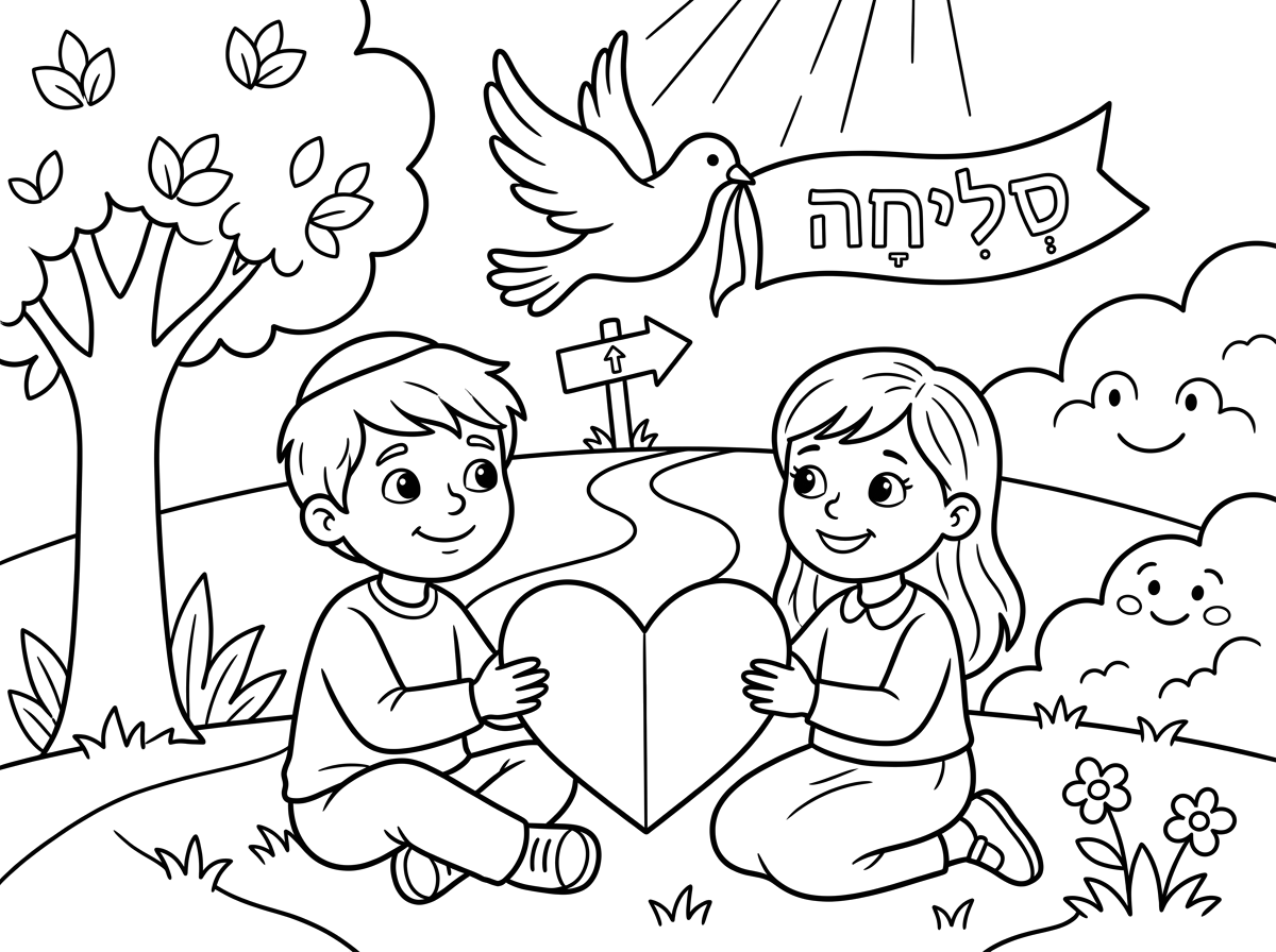 דף ליצירה סליחה לגן מ''מ